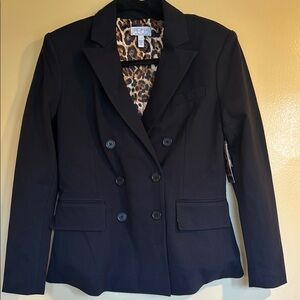 Cato Black Double-Breasted Blazer with Notched Lapels